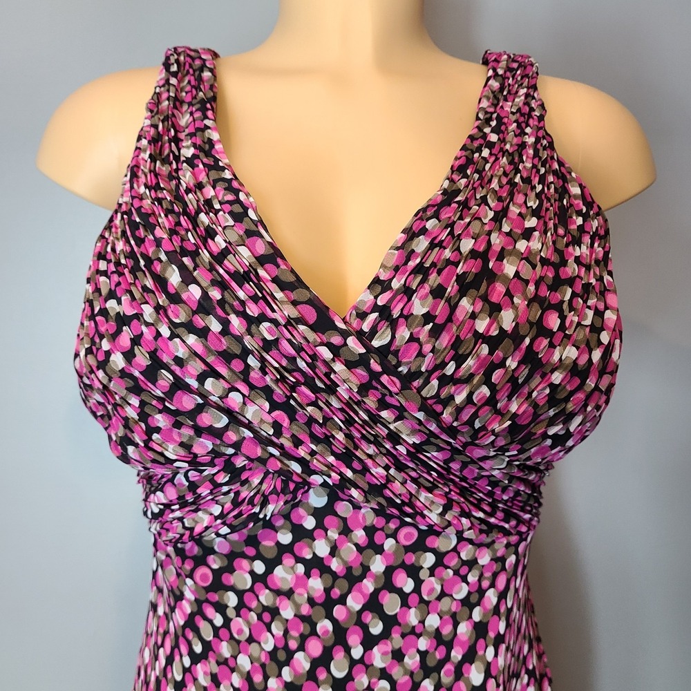 Vtg Jones Wear Midi Dress Polka Dot 90s Retro Preppy Sz 10 Party Wedding Guest - Picture 3 of 11